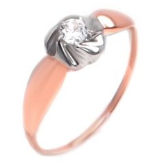 Кольцо The Jeweller, красное золото, 585 проба, фианит, размер 17 мм.,17.5 мм.,18 мм.,18.5 мм.,19 мм.