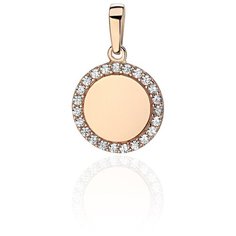 Подвеска Эстет, красное золото, 585 проба, фианит, золотистый