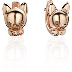 Серьги Эстет, красное золото, 585 проба, фианит, , золотистый