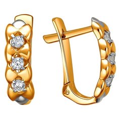 Серьги Эстет, красное золото, 585 проба, фианит, , золотистый