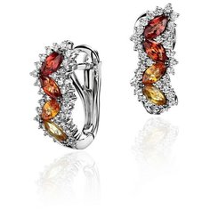 Серьги Эстет, белое золото, 585 проба, сапфир, бриллиант, , серебристый