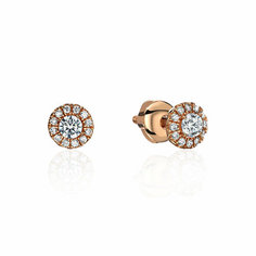 Серьги Эстет, красное золото, 585 проба, фианит, , золотистый