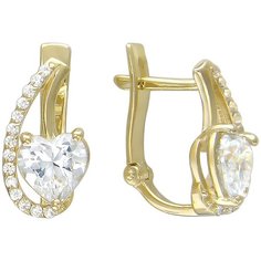 Серьги Эстет, желтое золото, 585 проба, фианит, , золотистый