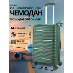 Чемодан Sweetbags, 70 л, размер M+, темно-зеленый