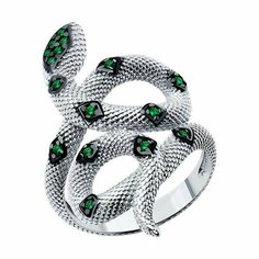 Кольцо Diamant online, серебро, 925 проба, фианит, размер 19.5, зеленый