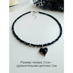 Чокер, кристалл, стекло, бисер, хрусталь, длина 38 см, черный Нет бренда