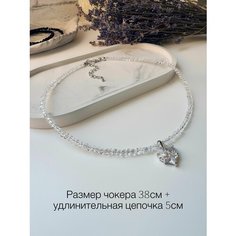 Чокер, кристалл, стекло, хрусталь, длина 38 см, прозрачный Нет бренда