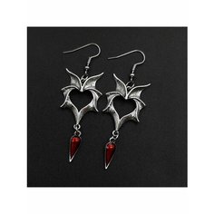 Серьги пусеты, эмаль, красный, бордовый, серебряный Без бренда