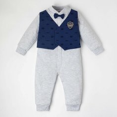 Комбинезон Крошка Я новорожденные, открытая стопа, размер 86-92, синий