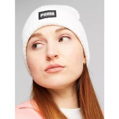 Шапка бини PUMA Ribbed Classic Cuff Beanie, размер OneSize, белый