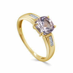 Кольцо KABAROVSKY, желтое золото, 585 проба, бриллиант, кварц, размер 17