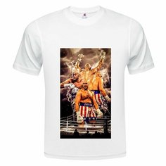 Футболка ONEQ унисекс 68-70 (6XL) размер с принтом Тайсон Фьюри, белая, размер 6XL, белый