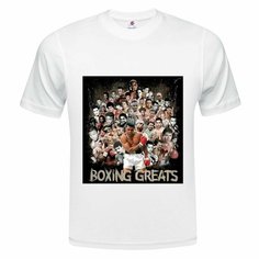 Футболка ONEQ унисекс 56-58 (3XL) размер с принтом Величайшие боксеры, белая, размер 3XL, белый