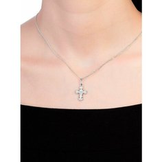 Крестик Argentum, серебро, 925 проба, родирование, фианит, размер 2.5 см. Аргентум