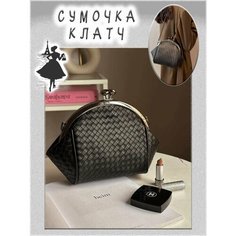 Сумка клатч COMFIAMO, фактура плетеная, рельефная, черный