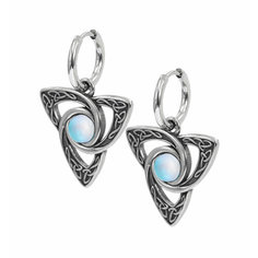 Серьги конго, с подвесками SILVARIE, лунный камень, серебристый/голубой