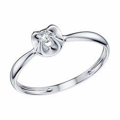 Кольцо помолвочное Diamant online, белое золото, 585 проба, бриллиант, размер 16.5, прозрачный