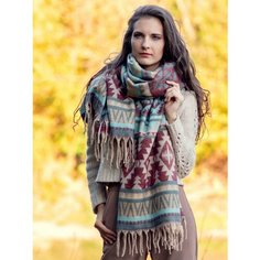 Палантин Dikovina,200х100 см, бирюзовый, серый, бордовый