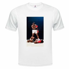 Футболка ONEQ унисекс 64-66 (5XL) размер с принтом Мохаммед Али, белая, размер 5XL, белый