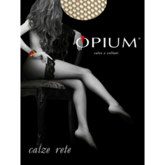 Чулки Opium в сетку с кружевом, бежевые, размер 2, 40 den, размер 2, бежевый