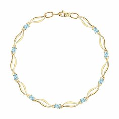Браслет Diamant online, красное золото, 585 проба, топаз, длина 17 см., голубой