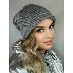 Шапка бини Lesnikova Design, размер 56-62, серебристый