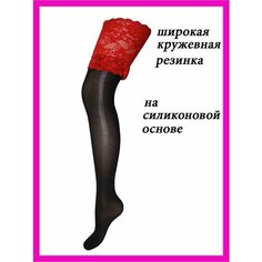 Чулки Casandana, 40 den, размер 3, черный/красный