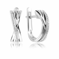 Серьги VALTERA, серебро, 925 проба, бриллиант, размер 16 мм, длина 1.6 см, , серебристый