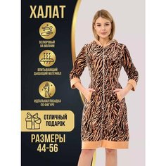 Халат , размер L, оранжевый, коричневый TM Текстиль Pro