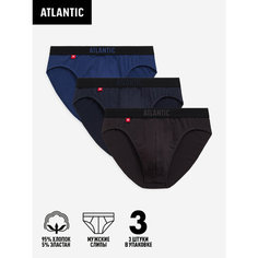 Трусы Atlantic Solid, комплект из 3 шт., размер XXL, голубой, синий, коричневый