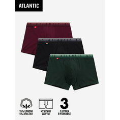 Трусы Atlantic Gradient, комплект из 3 шт., размер XL, черный, зеленый, бордовый