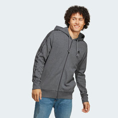 Толстовка adidas Essentials French Terry 3-Stripes Full-Zip, размер L, , dark grey heather/black