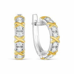 Серьги VALTERA, серебро, 925 проба, золочение, родирование, фианит, , серебристый, золотистый