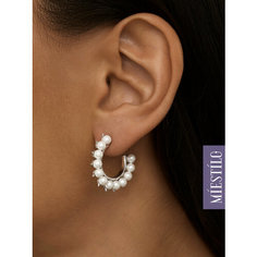 Серьги пусеты MIESTILO, серебро, 925 проба, родирование, жемчуг имитация, длина 2.2 см, , серебристый
