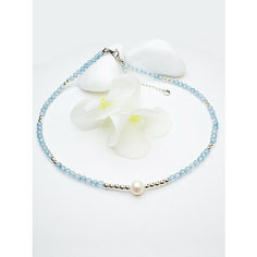 Чокер JEWELRY A VENTO, жемчуг культивированный, топаз, длина 38 см, голубой/серебристый