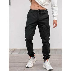 Брюки спортивные RB Джоггеры хлопковые, размер 32, черный