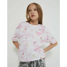 Футболка Gloria Jeans GJ COOL, размер 6-8л/122-128, белый/розовый