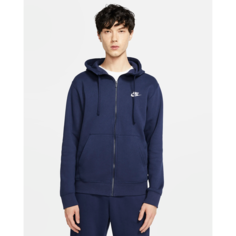 Толстовка спортивная NIKE NSW CLUB FLEECE HOODIE, размер XS, , Midnight Navy/Midnight Navy/White