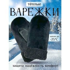 Варежки , размер нет размера, черный матовый