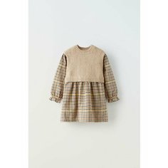 Платье Zara повседневная, размер 80, бежевый