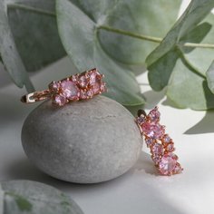 Серьги, фианит, розовый Нет бренда