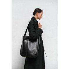Сумка шоппер SHERWD, фактура гладкая, черный матовый