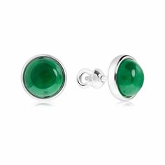 Серьги пусеты VALTERA, серебро, 925 проба, хризопраз, , серебристый