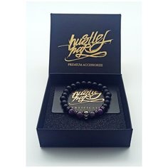 Браслет-нить HUSTLEHARD, аметист, шунгит, размер 19 см, размер M, черный