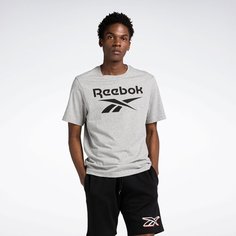 Футболка спортивная Reebok Identity Stacked Logo T-Shirt, размер 2XL, medium grey heather