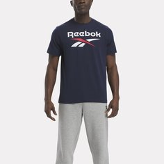 Футболка спортивная Reebok Id Stacked Logo, размер 2XL, blue