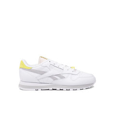 Кроссовки Reebok Classic Leather, полнота F (EU)/ на среднюю стопу, размер 6,5 US, белый/серый/желтый