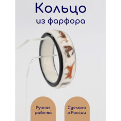 Кольцо KASTdecor, размер 17, ширина 6 мм, белый/бежевый