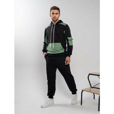 Костюм спортивный Jools Fashion, размер 52, черный, хаки
