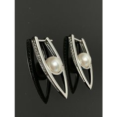 Серьги XUPING JEWELRY, циркон, жемчуг имитация, серебристый